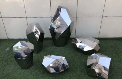 园林镜面几何水景摆件不锈钢石头雕塑 水景雕塑大全小型招聘网艺术