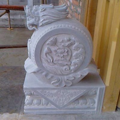 园林户外汉白玉抱鼓石门墩大型摆件雕塑门口装饰 石门墩雕塑图片原因石兽头包浆
