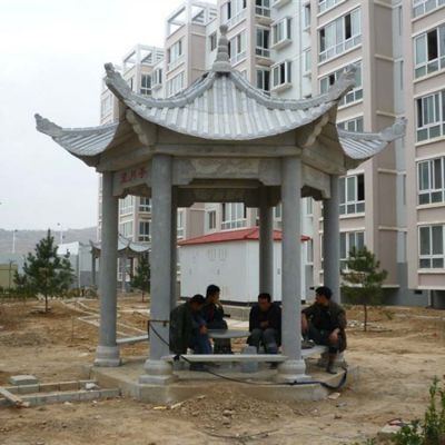 别墅小区乘凉休息凉亭雕塑 凉亭雕塑石雕全集实惠效果