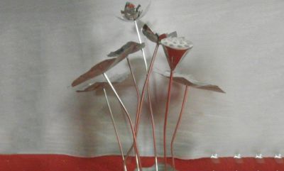 不锈钢金属植物景观莲花莲叶雕塑 