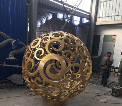 景区广场装饰创意不锈钢镂空景观球雕塑 景观雕塑公司人工凉亭艺术品