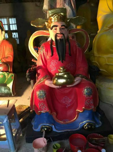 玻璃钢彩绘景观佛像景观财神爷雕塑 财神雕塑价格财神庙制作浮雕