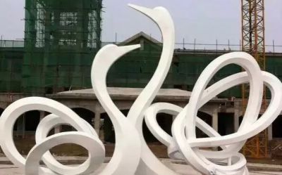 小区园林摆放创意玻璃钢抽象天鹅景观雕塑 