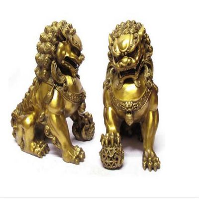玻璃钢仿铜创意景观一对狮子雕塑 