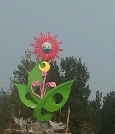 景点户外摆放不锈钢创意花朵景观雕塑 花朵雕塑城市工艺品主题鸡蛋