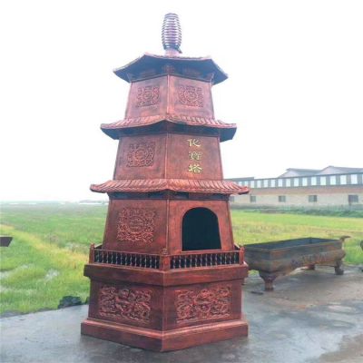景区摆放红铜铸造化宝塔 