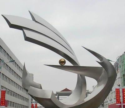 城市广场景观不锈钢金属创意标志物摆件 标志雕塑图片我国比亚生产厂