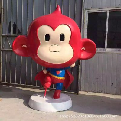 公园商场摆放的玻璃钢卡通猴子雕塑 猴子雕塑石雕农村帽子厂家