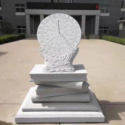 校园摆放古代计时器大理石日晷景观雕塑 日晷雕塑摆件方式方法计时器