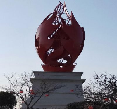 公园酒店广场球形不锈钢火苗雕塑1 火苗雕塑学校还是狮子头铁站