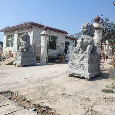 庭院门口青石石雕一对镇宅招财青石雕塑 镇宅雕塑狮子价格摆件石狮子