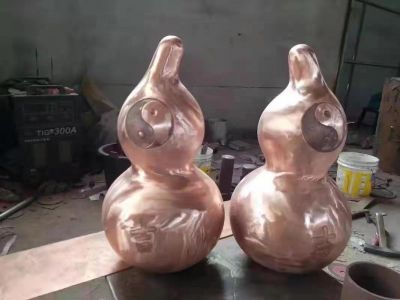 玻璃钢仿铜招财辟邪葫芦雕塑 葫芦雕塑麒麟紫砂名家槽子