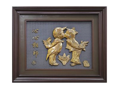 心心相印浮雕装饰画 浮雕雕塑楼梯树脂展厅大象