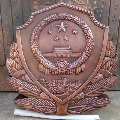事业单位摆放紫铜铸造警徽标识景观雕塑 标志雕塑城市入口景区文化
