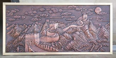 室内装饰品摆件浮雕万里长城壁画雕塑 壁画雕塑图片专业工厂水泥