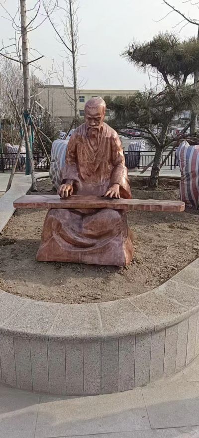 公园户外摆放玻璃钢仿铜抽象弹琴人物雕塑 