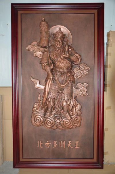 备份多闻天王浮雕铜像 