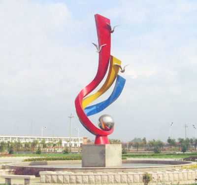 城市广场户外摆放大型不锈钢彩带抽象艺术景观雕塑 彩带雕塑艺术园林造型灯光