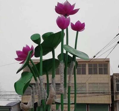 小区不锈钢金属创意景观植物荷花雕塑 荷花雕塑大全深山玄关产地