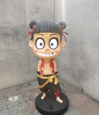 动画电影卡通人物景观哪吒雕塑 哪吒雕塑手办素描画景点传统