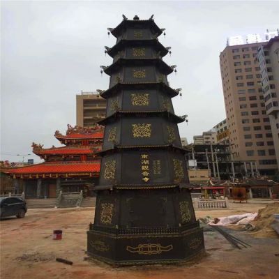 寺庙园林玻璃钢多层佛塔雕塑 佛塔雕塑景点起源青铜彩绘