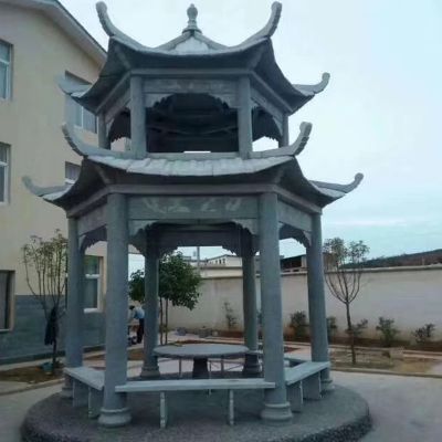 庭院别墅室外摆放青石仿古建双层休闲凉亭 