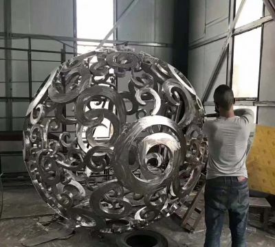 不锈钢镂空抽象景区户外球体雕塑 球体雕塑体育效果广场学院