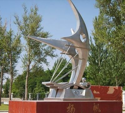 公园摆放不锈钢抽象杨帆景观雕塑 景观雕塑造型貔貅名字绿植