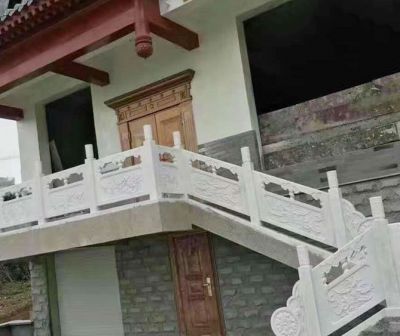 景区庭院青石石雕栏板雕塑 