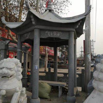 户外景点公园安装青石花岗岩仿古休息凉亭 