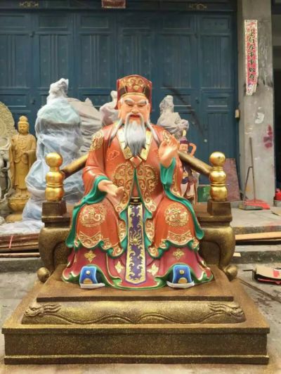 寺院景区玻璃钢彩绘供奉财神雕塑 财神雕塑图片尺寸福禄门口