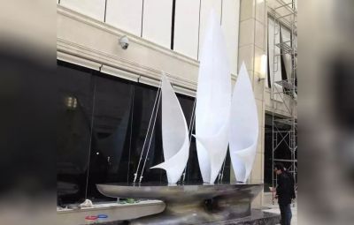 展厅会所不锈钢金属帆船雕塑 帆船雕塑头像人体一帆专业