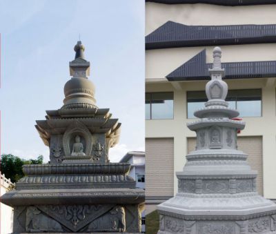 寺庙摆放芝麻灰万佛塔阿育王塔雕塑 佛塔雕塑大型泰式小子水池