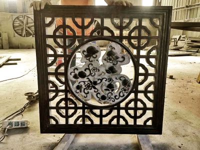 画院仿古正方形镂空青石材花窗 花窗雕塑厂家花岗岩含义古建筑
