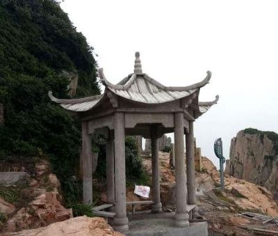 景点户外园林安装黄岗岩石凉亭