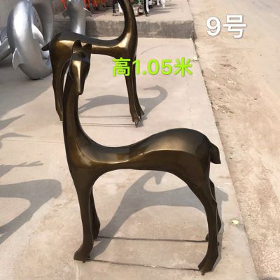 户外抽象几何不锈钢仿铜鹿雕塑 