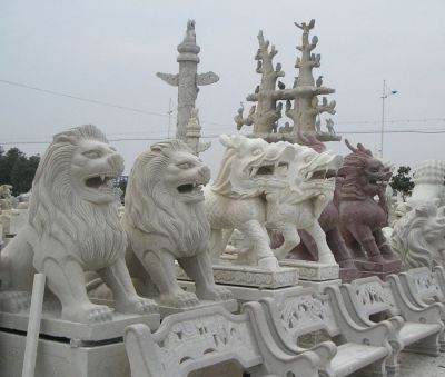 庭院景观别墅门口青石石雕神兽景观摆件 神兽雕塑石雕玉石大理石汉白玉