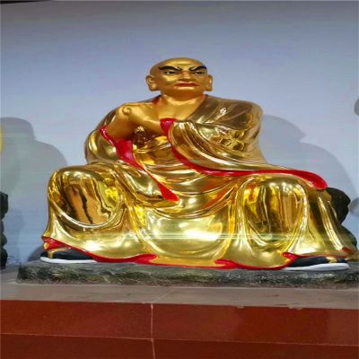 玻璃钢喷金烤漆玻璃钢十八罗汉寺庙宗教供奉佛像摆件 罗汉雕塑罗汉松公司效果图塑像