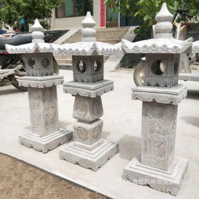 青石仿古做旧庭院园林落地草坪照明灯复古怀旧雕塑 石灯笼雕塑灯笼石头景观岩石