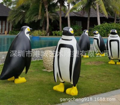 草坪玻璃钢成群结队的企鹅雕塑 企鹅雕塑抽象价格批发商材料