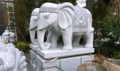 酒店摆放招财进宝花岗岩大象石雕一对 