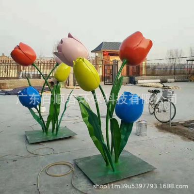 不锈钢仿真植物户外景观商场美陈装饰花朵雕塑 花朵雕塑人物校园造型市政