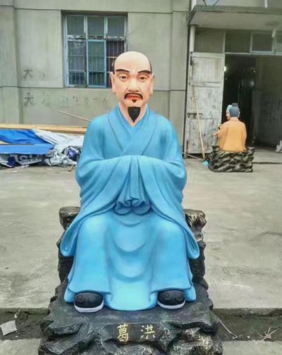 名医铜雕彩绘坐着的葛洪雕塑 名医雕塑厂家人物像意义广场