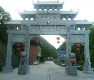 城镇村口大型仿古建筑青石牌坊雕塑 