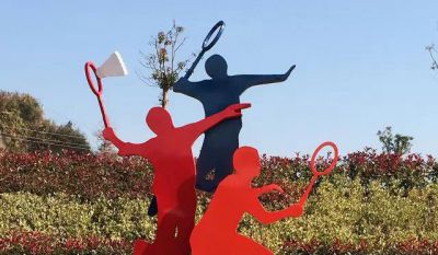 广场不锈钢打羽毛球雕塑(2) 打羽毛球雕塑羽毛球图片场地小女孩