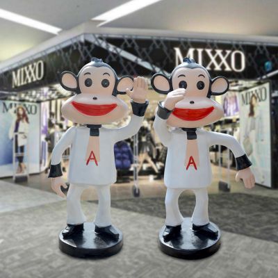 商场摆放玻璃钢卡通大嘴猴公仔雕塑 
