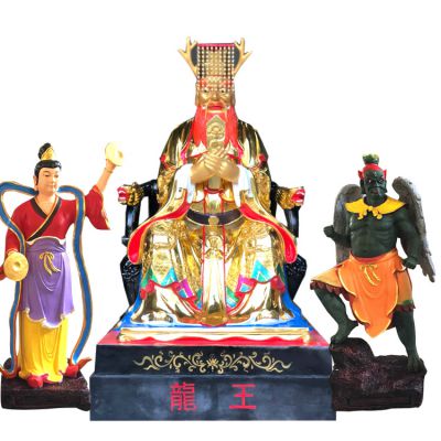 大型景观人物玻璃钢树脂彩绘龙王雕塑 龙王雕塑槽坊女人帽子电话