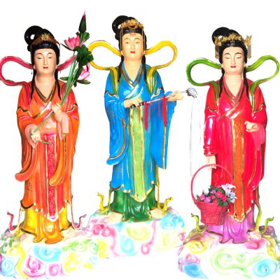 景区仿真玻璃钢七仙女佛像雕塑 仙女雕塑图片图案铁丝蒲公英