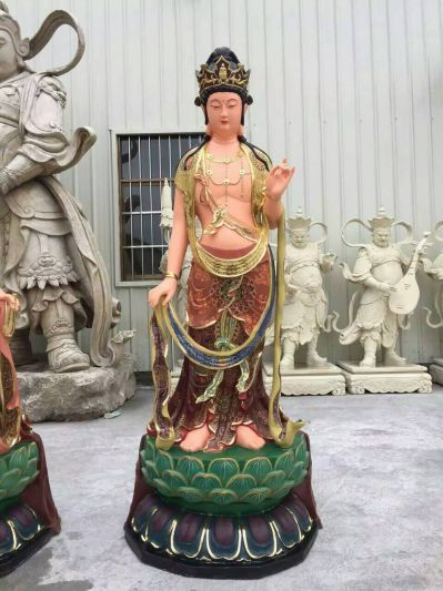 玻璃钢彩绘创意玻璃钢佛像三圣雕塑 三圣雕塑纯铜制造加工厂作品