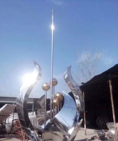 广场公园不锈钢镜面水仙花摆件 